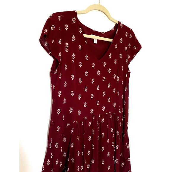 Garnet Hill V Neck Dropwaist Boho Style Cap Sleeve Summer Day Printed Dress Sz 4 - Picture 13 of 14